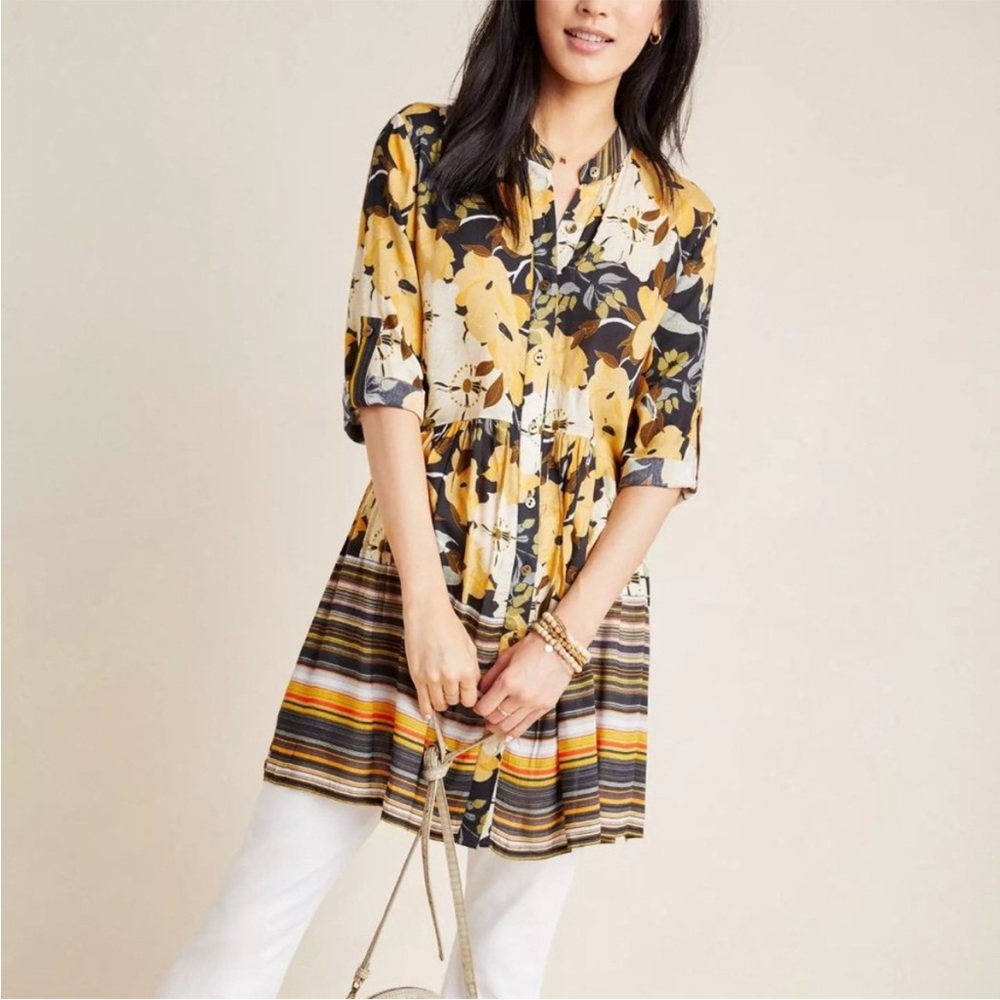 bl^nk x Anthropologie Hadley Floral Tunic Mini Dress Small